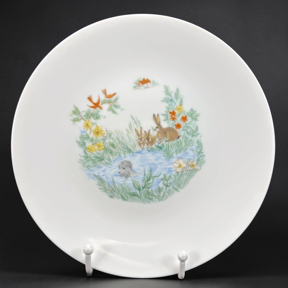 Lorenz Hutschenreuther Germany Poodle and Rabbits Porcelain Plate Dish 8inch